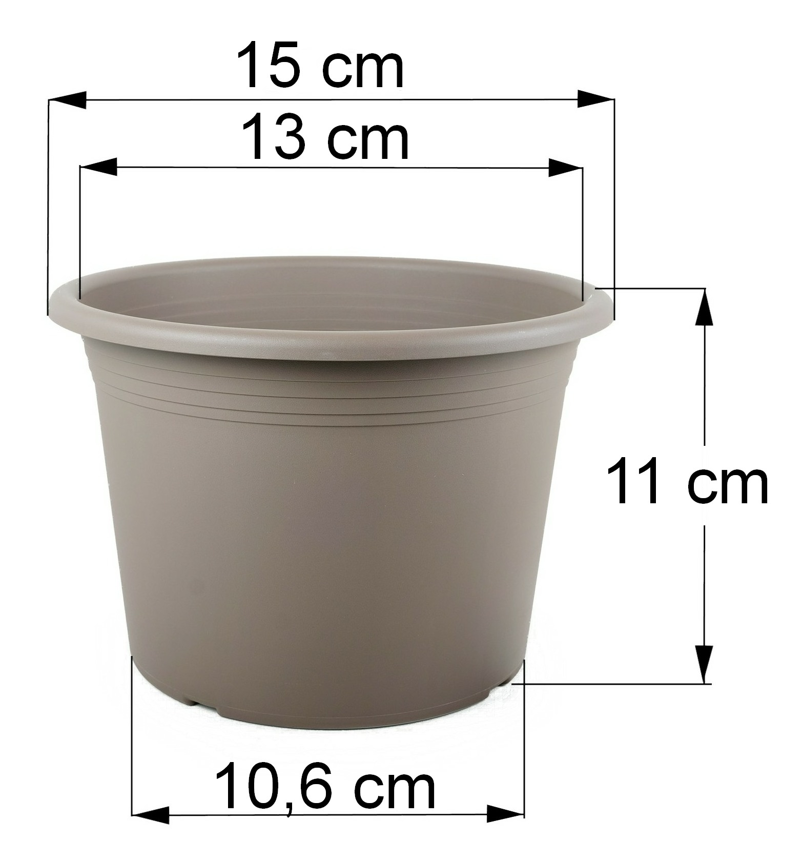 Bemaßung Cilindro taupe, 15 cm